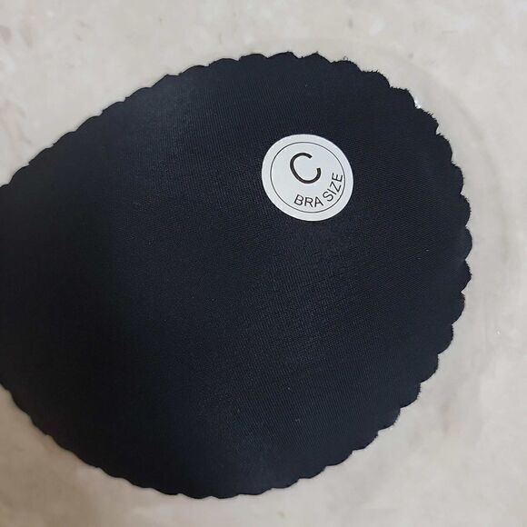 Self Adhesive Bra C Cup Backless Seashell Scallop Black - Picture 2 of 8